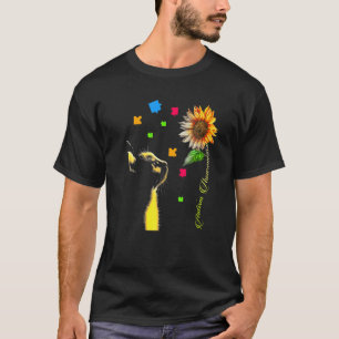 Cat Sunflower Autism Awareness Puzzles Special Edu T-Shirt