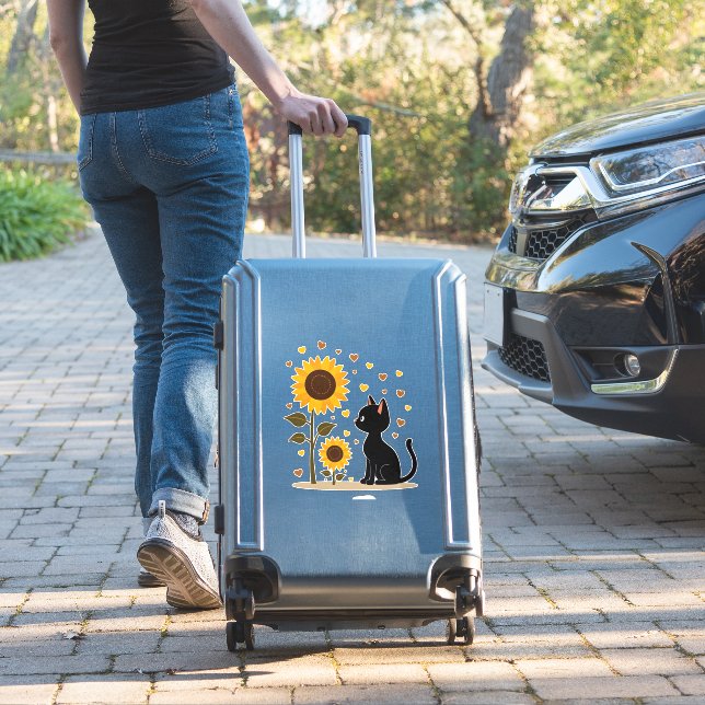Cat Sunflower Christmas Tree Sun Flower Cat Lover  (Suitcase Insitu)