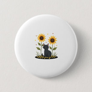 Cat Sunflower Christmas Tree Sun Flower Cat Lover  6 Cm Round Badge