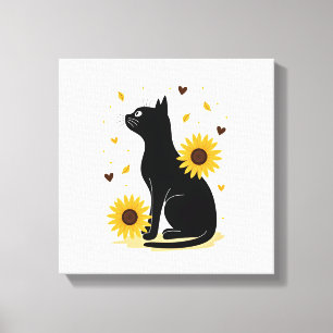 Cat Sunflower Christmas Tree Sun Flower Cat Lover Canvas Print