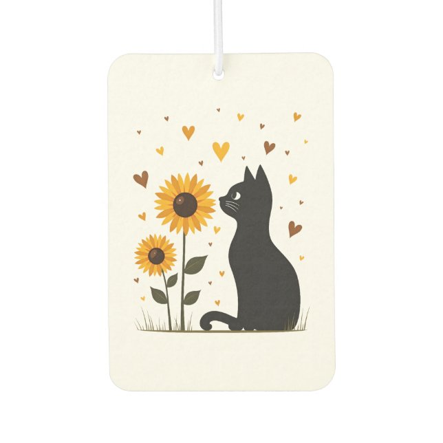 Cat Sunflower Christmas Tree Sun Flower Cat Lover  Car Air Freshener (Front)