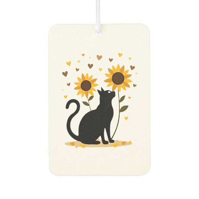 Cat Sunflower Christmas Tree Sun Flower Cat Lover  Car Air Freshener (Front)