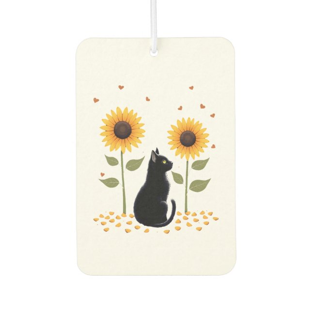 Cat Sunflower Christmas Tree Sun Flower Cat Lover  Car Air Freshener (Front)