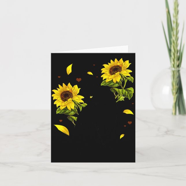 Cat Sunflower Christmas Tree Sun Flower Cat Lover  Card (Front)