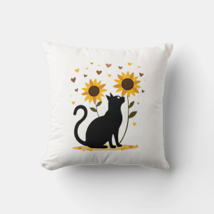 Cat Sunflower Christmas Tree Sun Flower Cat Lover Cushion