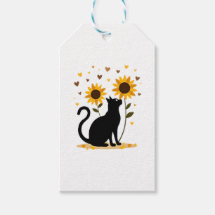 Cat Sunflower Christmas Tree Sun Flower Cat Lover  Gift Tags