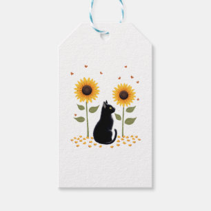 Cat Sunflower Christmas Tree Sun Flower Cat Lover  Gift Tags