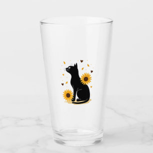Cat Sunflower Christmas Tree Sun Flower Cat Lover Glass