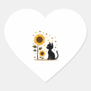 Cat Sunflower Christmas Tree Sun Flower Cat Lover  Heart Sticker