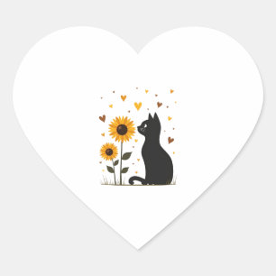 Cat Sunflower Christmas Tree Sun Flower Cat Lover  Heart Sticker