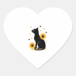 Cat Sunflower Christmas Tree Sun Flower Cat Lover  Heart Sticker