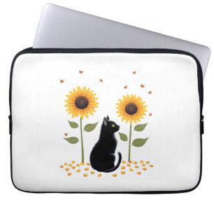 Cat Sunflower Christmas Tree Sun Flower Cat Lover Laptop Sleeve
