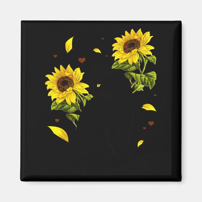 Cat Sunflower Christmas Tree Sun Flower Cat Lover  Magnet (Front)
