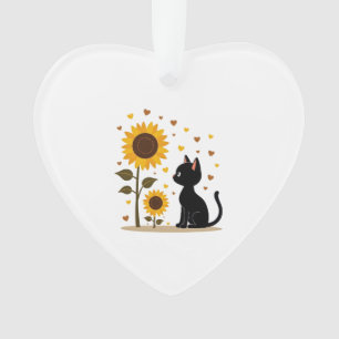 Cat Sunflower Christmas Tree Sun Flower Cat Lover  Ornament