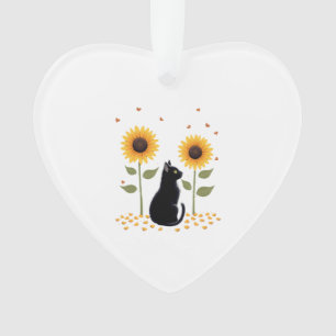 Cat Sunflower Christmas Tree Sun Flower Cat Lover  Ornament