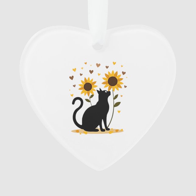 Cat Sunflower Christmas Tree Sun Flower Cat Lover  Ornament (Front)