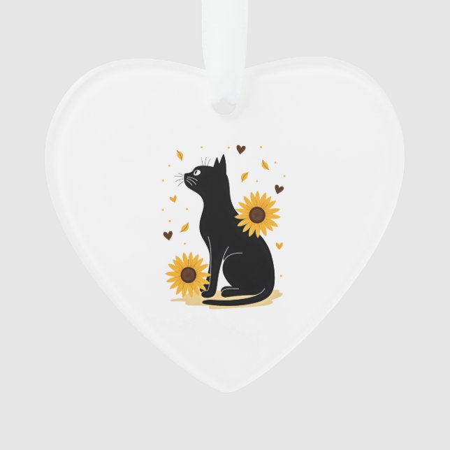 Cat Sunflower Christmas Tree Sun Flower Cat Lover  Ornament (Front)