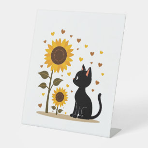 Cat Sunflower Christmas Tree Sun Flower Cat Lover Pedestal Sign