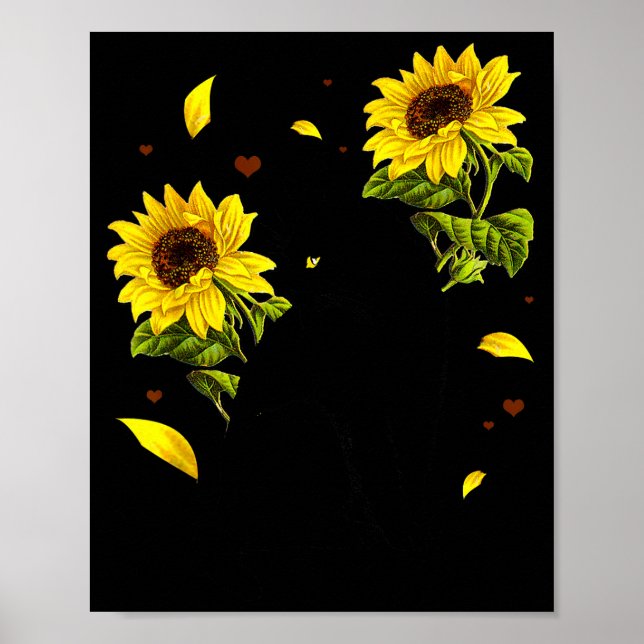 Cat Sunflower Christmas Tree Sun Flower Cat Lover  Poster (Front)