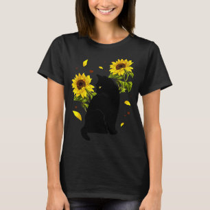 Cat Sunflower Christmas Tree Sun Flower Cat Lover  T-Shirt