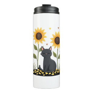 Cat Sunflower Christmas Tree Sun Flower Cat Lover  Thermal Tumbler