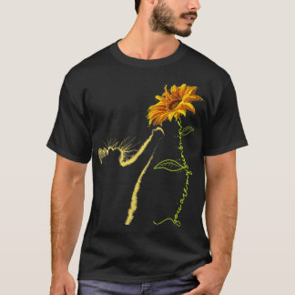 Cat Sunflower Gifts For Cat Lovers Cat Mum Cat Lad T-Shirt