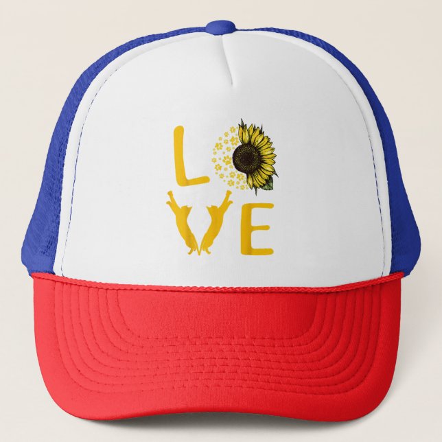 Cat Sunflower Gifts For Cat Lovers Cat Mum Trucker Hat (Front)