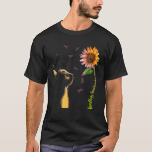 Cat Sunflower Hereditary Hemochromatosis Awareness T-Shirt