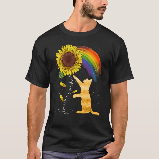 Cat Sunflower Rainbow For Cat  Cat Mom Women T-Shirt (Front)