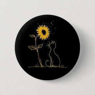 Cat Sunflower Vibes Sunshine And Purrs 6 Cm Round Badge