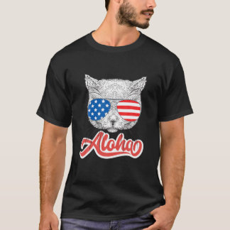 Cat Sunglasses American Flag Cute Kitten Aloha Haw T-Shirt