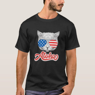 Cat Sunglasses American Flag Cute Kitten Aloha Haw T-Shirt