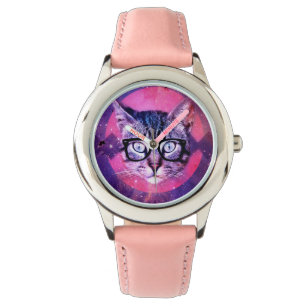 CAT SUNGLASSES GIRLS KIDS PINK WRIST WATCH