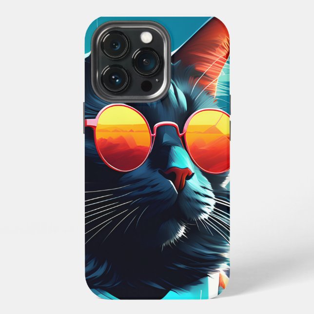 CAT SUNGLASSES iPhone 13 Pro Slim Fit Case, Glossy iPhone Case (Back)