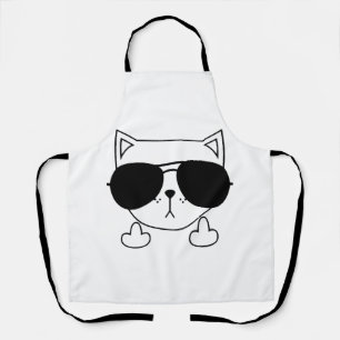 Cat Sunglasses Middle Finger Apron