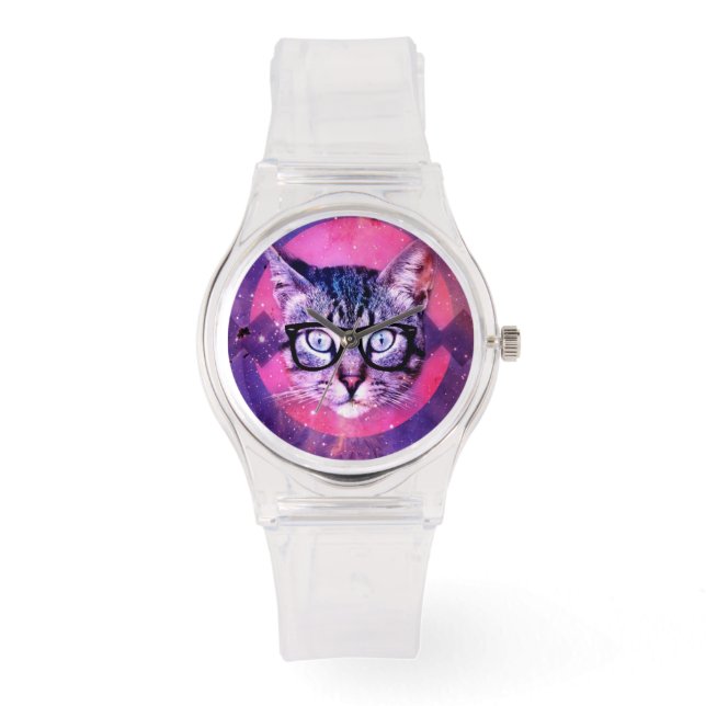 CAT SUNGLASSES WOMENS PINK WRIST WATCH (Front)