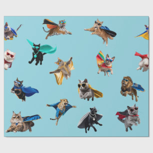 Cat Superheroes Wrapping Paper