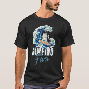 Cat Surfing Fever Beach Surfboard  Surfer T-Shirt