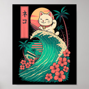 Cat Surfing Japanese _1 Poster