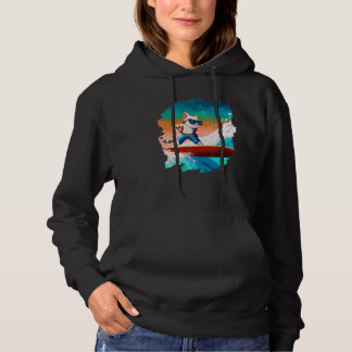 Cat Surfing Surfer Riding Wave Ocean Artistic Cool Hoodie