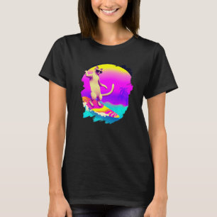 Cat Surfing Surfer Riding Wave Ocean Artistic Cool T-Shirt