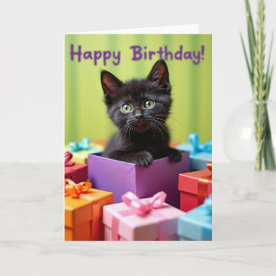 Cat Surprise Birthday Card
