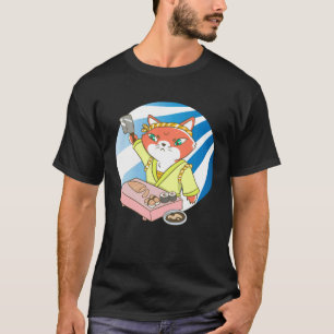 cat sushi fish china T-Shirt