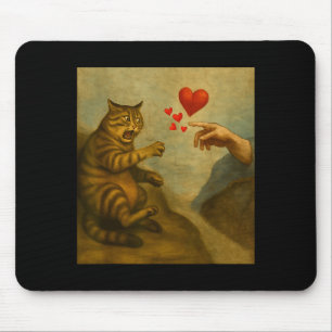 Cat Swatting God's Hand Hearts Faith Design Mouse Mat