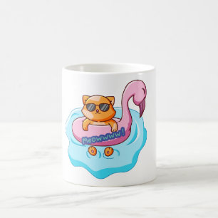 cat swimming pool summer vibes    cat lover design coffee mug
