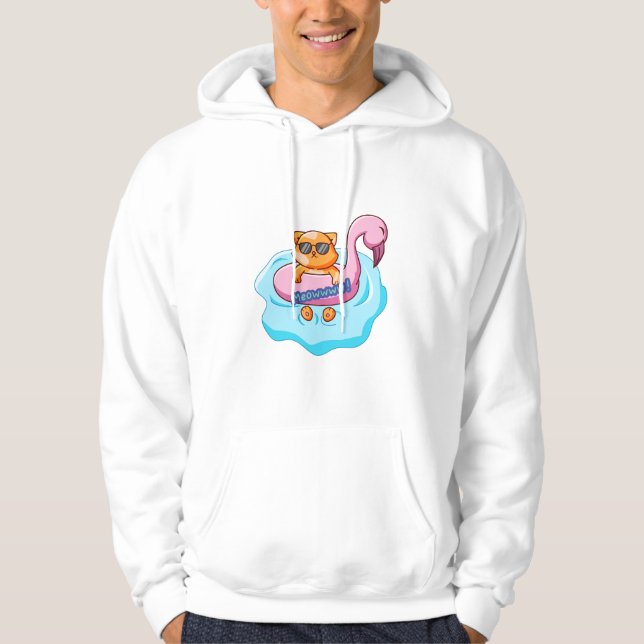 cat swimming pool summer vibes |  cat lover design hoodie (Front)