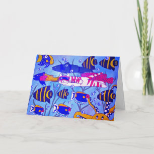 Cat Swimming with Fish Card