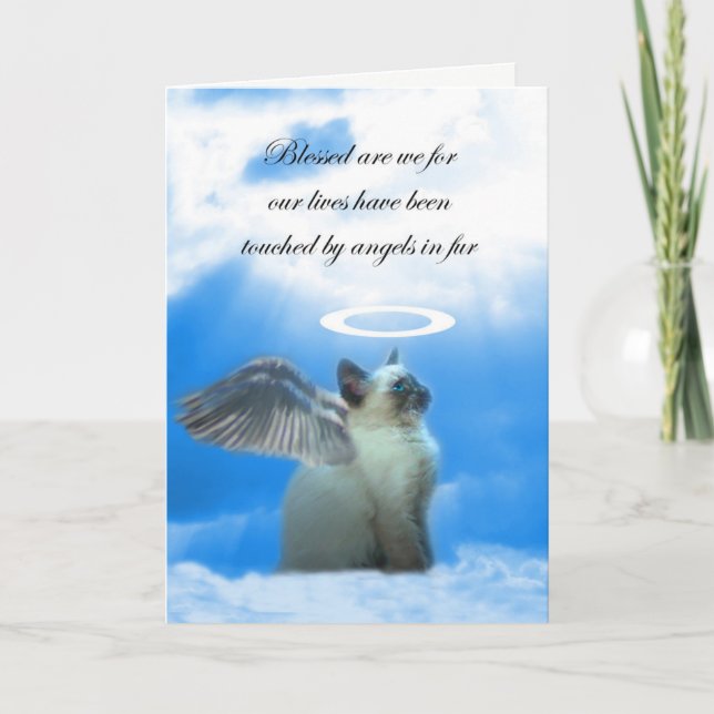 Cat Sympathy Card, Angel Kitty, Loss of Cat Card (Front)