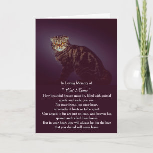 Cat Sympathy Card Personalised photo Pet Memorial