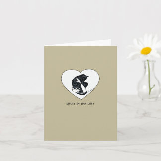 Cat Sympathy Folded Greeting Card, 4" x 5.6"  Card